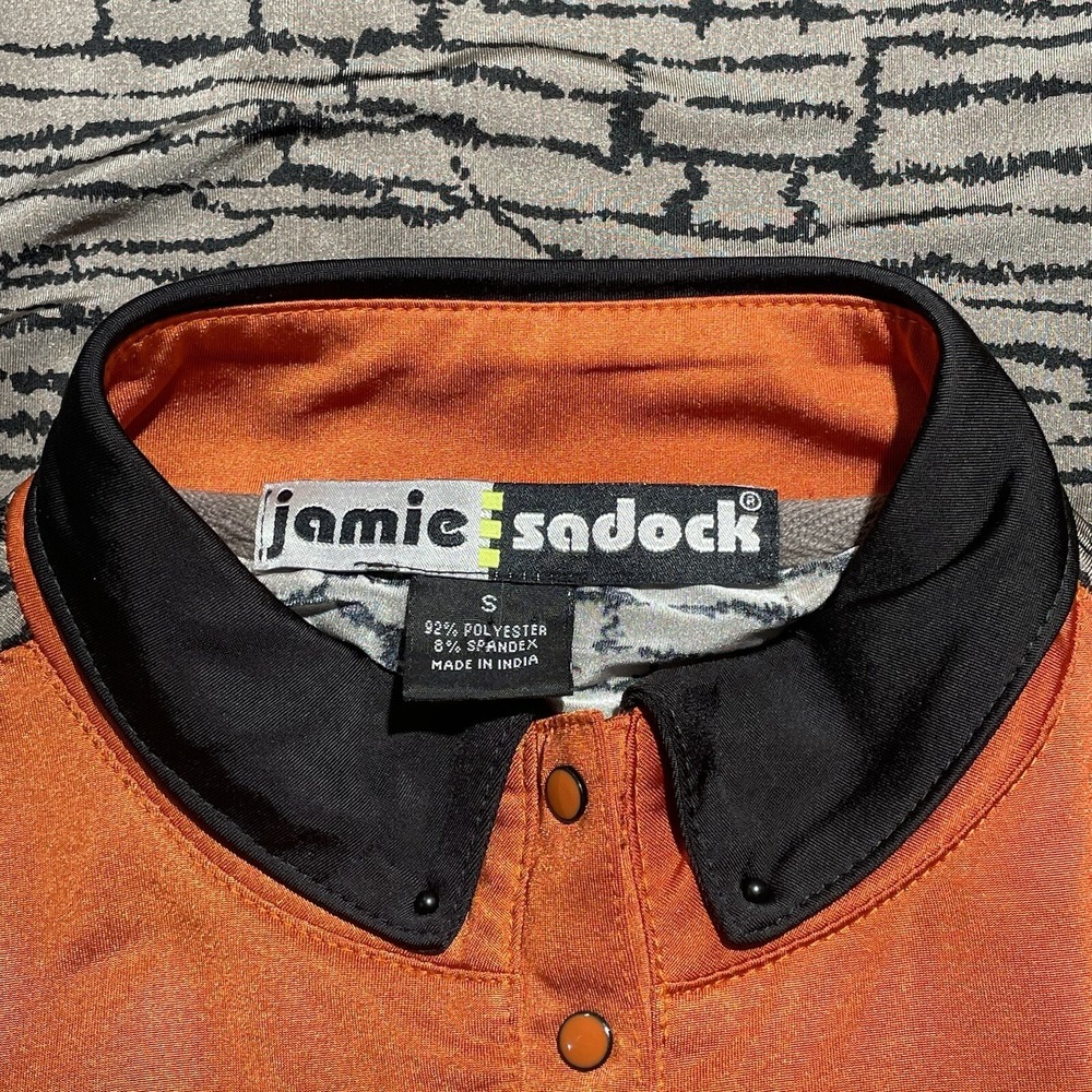 Jamie Sadock Top Womens Small Orange Black Short Sleeve Button Up Golf Shirt - Picture 7 of 10